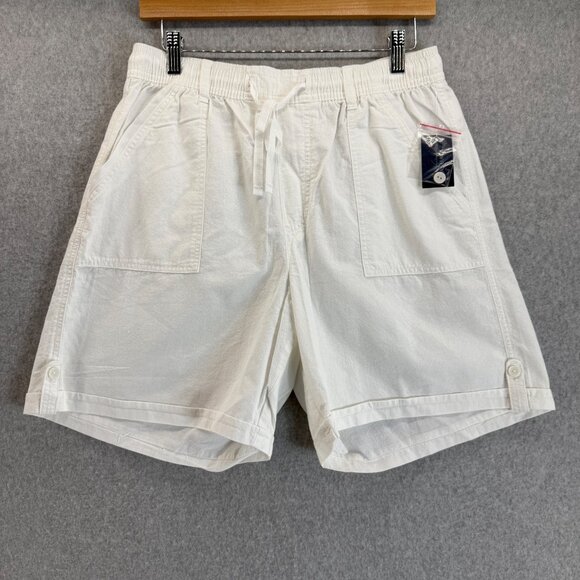 Gloria Vanderbilt White Jayden‎ Sheeting Shorts Sz Medium Drawstring Pockets NWT - Picture 1 of 12